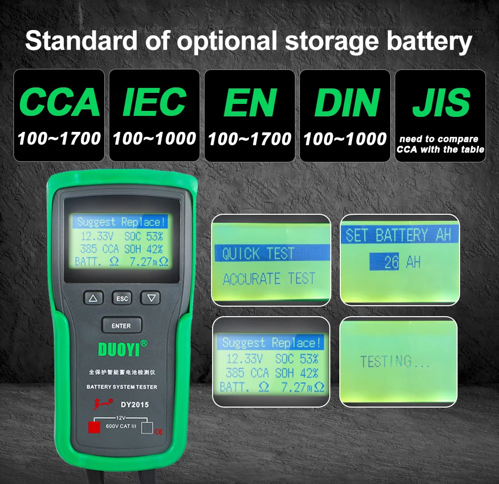 DUOYI DY2015 12V Car Battery T - Battery Load Tester 评论和价格