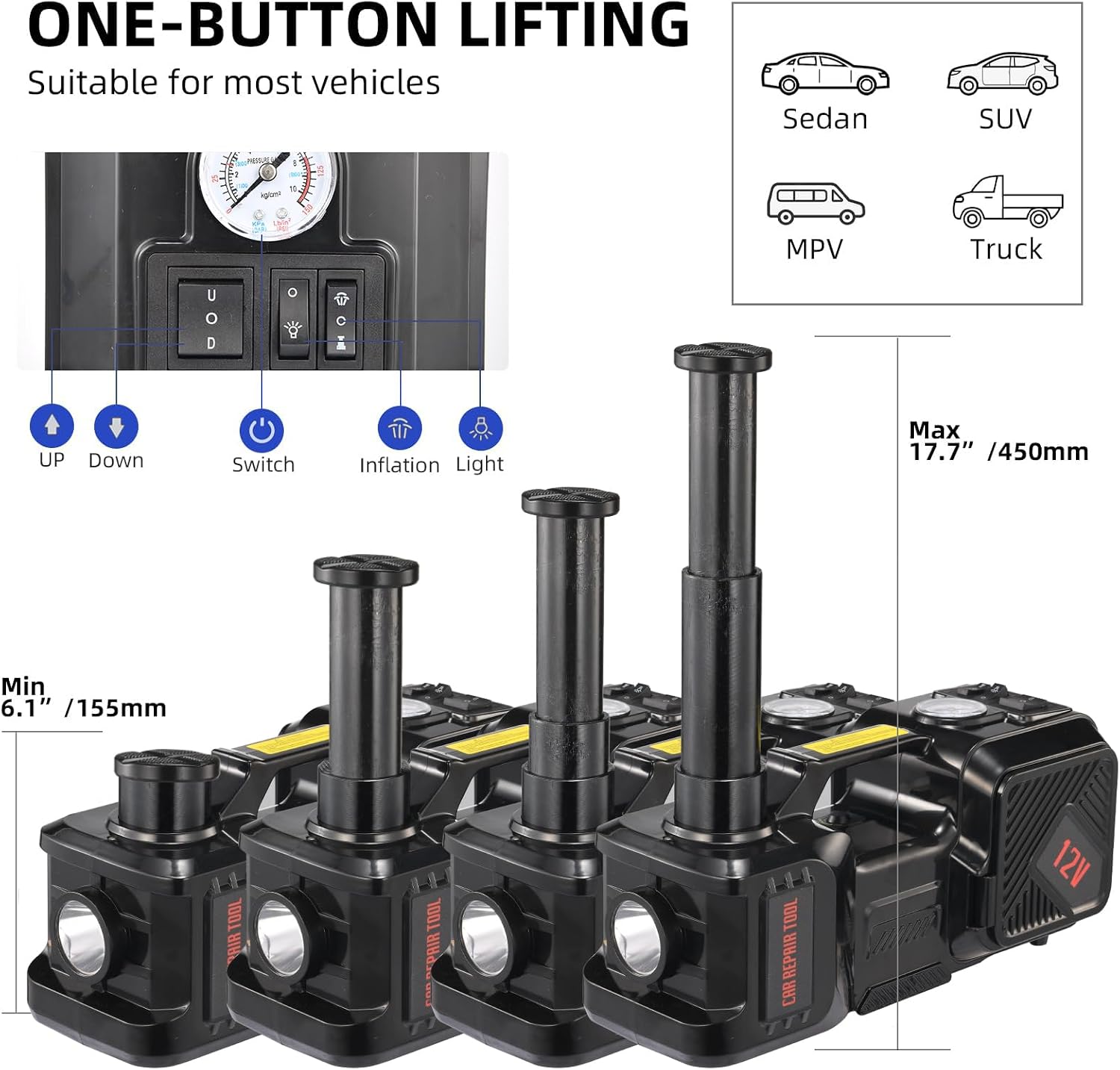 Electric Car Jack kit 5 Ton 12 - Hydraulic Car Lift 评论和价格